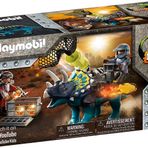 Playmobil -Efsanevi Taşlar için 70.627 Triceratops Savaşı Playmobil Dino Bir Çalışma Güvenlik Ağı Cannon ve Çıkarılabilir Armor ile donatılmış playset Çağ 5-10 için mükemmel Dinozor Oyuncak, Rise