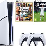PlayStation 5 1 TB Slim CD Edition Oyun Konsolu + 2. PS5 Kol + PS5 GTA 5 + PS5 FİFA 25 Oyunu