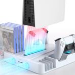 Playstation 5 Konsol Soğutma İstasyonu ve Standı için, PS5 / PS5 İnce Disk ve Dijital, PS5 Aksesuarları Çift Kumandalı Şarj Yuvası, 8 Oyun Depolama, Seviye 3 Soğutma Fanlı Soğutucu Tabanı