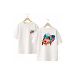 playwear Fsh Şapka Sırt Ve Ön Gögüs Baskılı %100 Pamuk Oversize Bol Regular Fit Bisiklet Yaka T-shirt