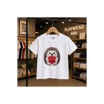 playwear Kirpi Kalp Baskılı %100 Çocuk unisex T-shirt 5 6 -7 8-9 10 -11 12 yaş
