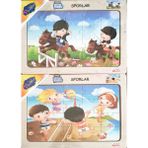 Playwood Ahşap Eğitici Puzzle 2 Adet 24X34 cm 20 Parça- Sporlar