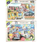 Playwood Ahşap Eğitici Puzzle 2 Adet 34X24 cm 20 Parça - Itfaiye