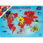 Playwood Ahşap Tutmalı Kıtaları ve Bölgeleri Tanıyalım Puzzle