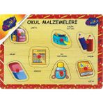 Playwood Ahşap Tutmalı Okul Malzemeleri Puzzle