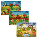 Playwood Ahşap Tutmalı Puzzle Çiftlik Sevimli Kümes Hayvanları