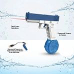 PlayZen Şarjlı Otomatik Su Tabancası 10 Metre Güçlü Basınçlı Atış USB Elektrikli Büyük Hazneli Su Silahı - Mavi - Kırmızı