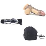 PleasureBox Seks Oyuncağı 9,5 cm + Kabartmalı Penis Kılıfı Yarı Saydam + Kabarık Tavşan Kuyruğu Anal Tıkaç Siyah