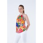 PleasureOfSilk Chance Ipek Bluz Halter Yaka Renkli Tek Ebat
