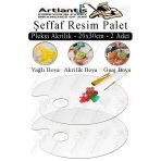 Pleksi Akrilik Resim Paleti 20x30 3mm 2 Adet Oval Palet Plastik Şeffaf Resim Boya Paleti Orta Boy Boyama Tepsisi