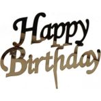 Pleksi Happy Birthday Pasta Üstü Süsü Gold