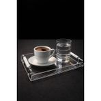 Pleksi Silver Kulplu Mini Tepsi – Şeffaf Pleksi Dekoratif Sunum ve Organizer Tepsisi - Gümüş