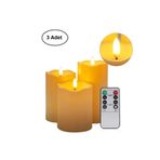 Plentiful Alevsiz Titreyen Led Mum Büyük Boy 3lü Set Kumandalı