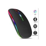 Plentiful Rgb Işıklı Şarjlı Kablosuz 2.4g+Bluetooth Mouse Sessiz Siyah