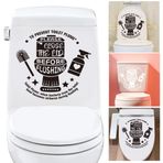 PLIGREAT 2 adet sifon hatırlatma WC çıkartması, siyah beyaz aletler, tuvalet oturağı, kapak çıkartması, çıkarılabilir, kendinden yapışkanlı duvar çıkartmaları, banyo, küvet, örtü, dekor, tuvalet için