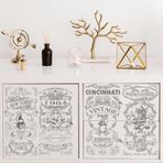 PLIGREAT 3 yaprak vintage rende, el işi ve mobilya için transferler için, eskiz, desen, metin, çıkartma üzerine sürtünme, retro tarz, transfer çıkartması, ahşap komodin, dolap, seramik, koleksiyon
