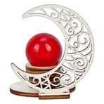PLIGREAT Ahşap Hilal Ay Küre Standı, 3D Kristal Top Standı 1.1 "Yumurta Kayaları Tutucu Yaratıcı Ayakta Taban Desteği Doğal Taş Koleksiyonu Ev Masası Dekoratif Kaide
