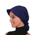Plise Şapka Lacivert Hazır Türban Tesettür Havuz Bonesi