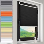 Plise Stor Perde 40 x 100 cm Montaj - Matkap Yok | B odası, Banyo, Mutfak için Kendinden Yapışkanlı Işık Filtreleme Gölgesi - Siyah - Kurulum ve Delme Gerektirmeden