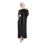 PLISTRE 1159_Büyük Beden Deri Garnili Ferace (SİYAH, S/M)
