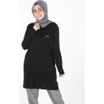 Plistre 1451_NAKIŞLI Basic Tesettür Tunik - 38 - 00100 Siyah