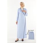 Plistre 1998_pratik Yandan Bağlamalı Kruvaze Biye Kuşaklı %100 Pamuk Kumaş Tesettür Namaz Elbisesi