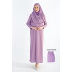 Plistre 2133_Tek Parça Kaymaz Başörtülü Namaz Tesettür Elbise - L - XL - Lila