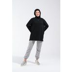 Plistre 2255_Reglan Kollu Minimal Baskılı Basic Oversize Rahat Kalıp Tesettür Tunik