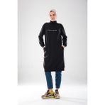 Plistre 2290_KADIN Tesettür Spor Tunik Elbise - Reflektör Baskılı, Dik Yakalı Fermuarlı, Cepli, Yumuşak Dokulu Dökümlü Tunik - 00100 Siyah - 36