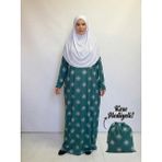 Plistre 2312_PRATIK Tek Parça Kaymaz Başörtülü Kolay Giyilebilen Namaz Elbisesi-Çantalı Esnek Kumaş - Çağla - Beyaz - 2XL - 3XL