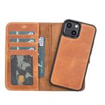 Plm G19 Taba Apple iPhone 13 Mini Uyumlu Deri Cüzdanlı Kılıf