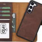 Plm G2 Samsung Galaxy S23 Plus Uyumlu Kahve Deri Cüzdanlı Kılıf