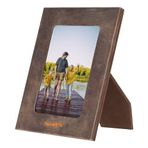 PLM Gerçek Deri Masaüstü Fotoğraf Çerçevesi, 22X17CM (15X10 Foto) Antik Kahve