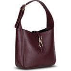 PLM Her Kombine Uyum Sağlayan Klasik Hakiki Deri Kadın Omuz Çantası – Azura - Bordo Renk - 23 × 23 × 9 cm