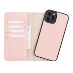 Plm NU2 Pembe Apple iPhone 12 Pro Max Uyumlu Deri Cüzdanlı Kılıf