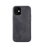 PLM Rock Cover Deri Telefon Kılıfı iPhone 12 mini RST1 Siyah