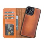 Plm RST2EF Taba Apple iPhone 13 Pro Max Uyumlu Deri Cüzdanlı Kılıf