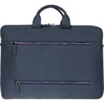 PLM Truro Hakiki Deri Laptop Çantası 13", Seyahat Uyumlu Evrak Çantası - 33 cm x 26 cm x 4.5 cm - Lacivert
