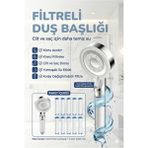 Plodna House Filtreli Duş Başlığı ve 10 Yedek Filtre | Su Arıtmalı, Klor ve Kireç Önleyici, Yüksek Basınçlı - Gümüş