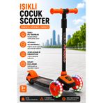 Plodna House Led Işıklı 3 Tekerlekli Yükseklik Ayarlı TURUNCU Twist Scooter