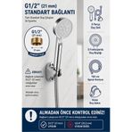 Plodna House Tazyikli 5 Fonksiyon Royal Duş Başlığı 150cm Örgülü Hortum Mafsal