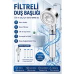 Plodna House Yüksek Basınçlı Filtreli Duş Başlığı + 3 Yedek Filtre | Klor ve Kireç Karşıtı, Su Tasarruflu