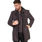 PLT8335 Dewberry Erkek Palto-Diagonal Siyah-Antrasit-2