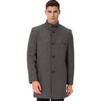 PLT8367 Dewberry Erkek Palto-Düz Gri-2