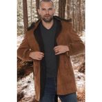 PLT8399 Dewberry Süet Görünümlü Erkek Palto Camel %95 Polyester Orta Kalınlık Uzun Kol L Beden - Kahverengi