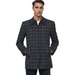 PLT9206 Dewberry Erkek Palto-Desenli Lacivert