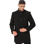 PLT9367 Dewberry Erkek Palto-Düz Siyah