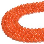 PLTbeads Muhteşem Turuncu Yeşim Doğal Taş Gevşek Boncuklar 6mm Pürüzsüz Yuvarlak Yaklaşık 15 inç DIY Bilezik Kolye Takı Yapımı için
