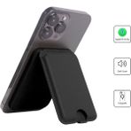 Pluginn Apple iPhone İçin Magsafe Deri Cüzdan Kartlık | Mfı Lisans Apple Find My Özellikli Takip Edilebilir | Vantablack Siyah