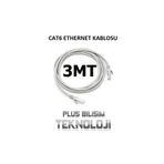 Plus Bilişim 3 Mt. Cat6 İnternet Kablosu, Tv Plus, Tivibu, Fiber, Adsl, Modem PC ve Laptop Ethernet Kablosu